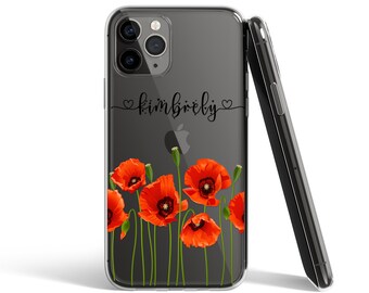 Personalized Case For iPhone 16 Pro iPhone 13 Pro Max Case Poppy Flowers  iPhone 12 Mini iPhone 15 iPhone 14 Pro iPhone 11 U124
