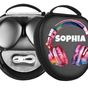 Estuche rígido para AirPods Max, funda para auriculares con nombre personalizado, funda para auriculares, bolsa de almacenamiento portátil AirPods Max personalizada APM6