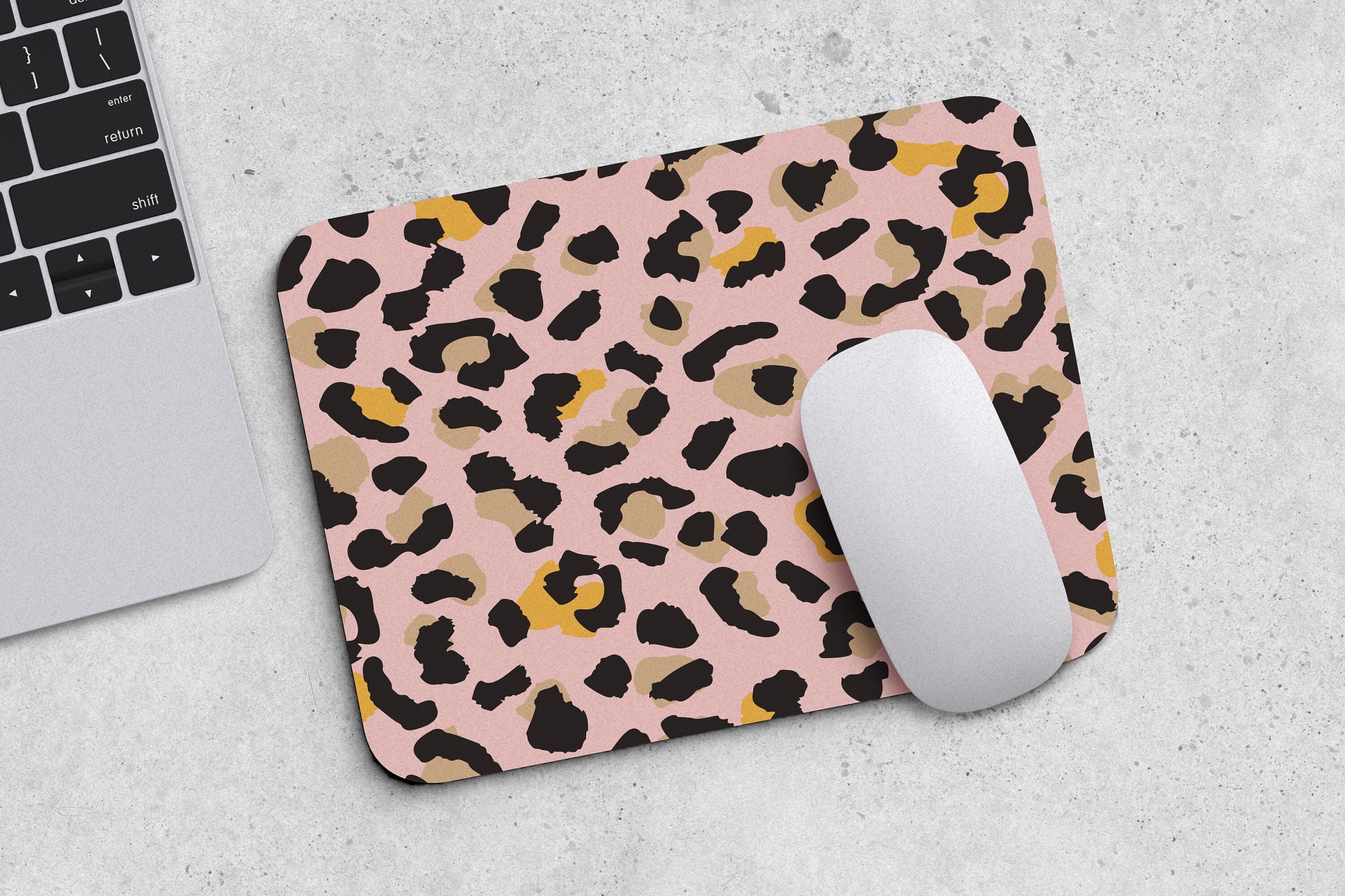 Mouse pad Pink Cheetah Mousepad Plants Office Decor for Women Men