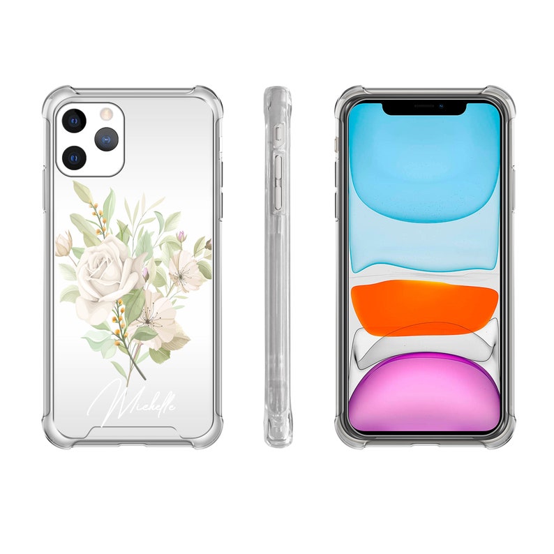 Flowers Personalized iPhone 12 Case Roses Name iPhone 12 Pro Case 12 Mini Case Roses iPhone XS Max Case iPhone 11 Case 11 Pro Case U159