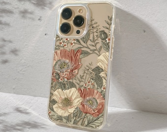 美しい iPhone 16 Pro ケース iPhone 11 Xs Max ケース iPhone 13 Mini ケース iPhone 14 Pro Max ヴィンテージ フラワー iPhone 15 iPhone SE U298