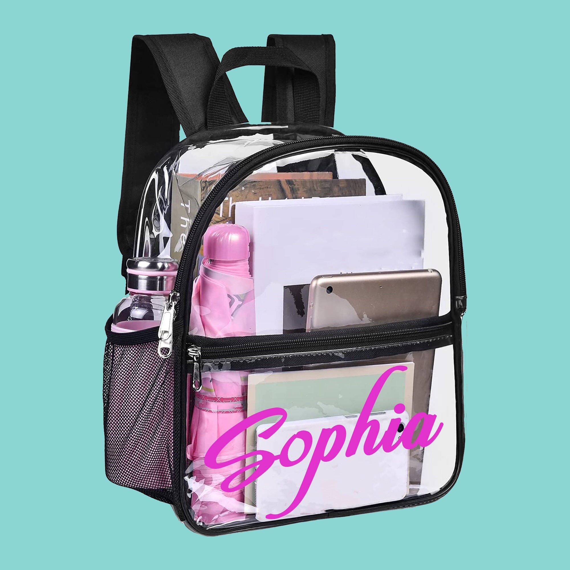 Clear Backpack- with Pencil Pouch Black Trim