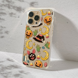 Halloween Hülle Für iPhone 16 Pro Max iPhone 14+ Case iPhone 13 Mini Kürbisse Klare Ästhetik iPhone 15 Pro Max Spooky iPhone 11 U522