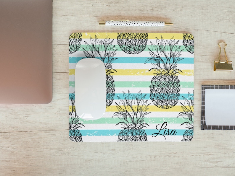 Pineapples Mouse Pad Personalized Mousepad Monogram Office Etsy