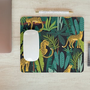 Mousepad Leopard Mouse pad Office Summer Decor for Women Men Desk Jungle Cheetah Tropical Mousepad Gift for Coworker A439 Rectangular