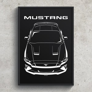 Ford Mustang 2018 2020 Poster New Mustang Coyote Garage Decor Wall Art Gifts Car Guy Gift Gifts for Him Man Cave Decor Cars Art