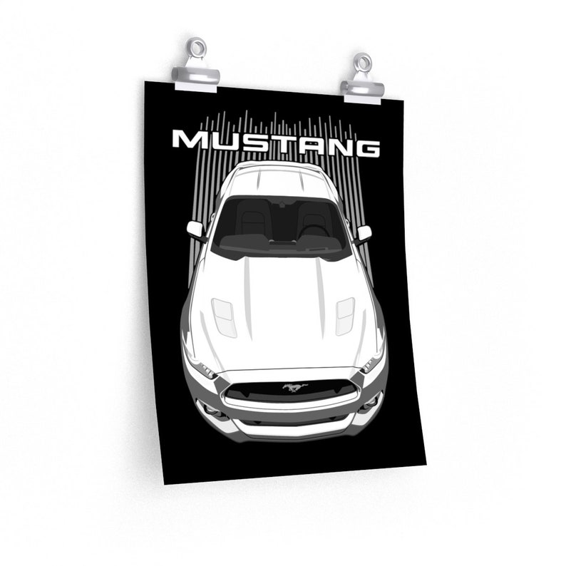 Mustang GT Poster Ford Mustang GT 2015 to 2017 S550 Poster White Mustang Wall Art