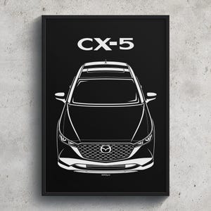 Mazda CX 5 2023 2024 Poster JDM Print Man Cave Decor Garage Wall Art Car Minimal Emblem Outline Silhouette Cars Poster