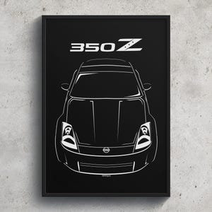 Nissan Fairlady 350Z Z33 2002 2008 Poster JDM Print Man Cave Decor Garage Wall Art Car Minimal Emblem Outline Silhouette Cars Poster