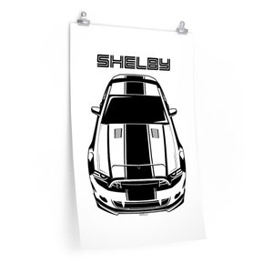 Ford Mustang Shelby GT500 Super Snake 2013-2014 Black Stripe Poster Print Car Guy Gift Gifts for Him Man Cave Decor Auto Art image 3