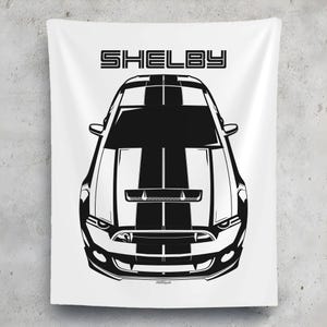 Ford Mustang Shelby GT500 S197 2013 2014 Black Stripes Wall Tapestry Man Cave Wall Art Garage Tapestries Gifts for Car Lovers