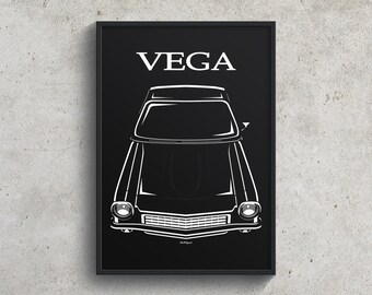 Chevrolet Vega 1971-1973 Poster - Chevy Vega Print Garage Decor Wall Art Gifts - Car Guy Gift - Gifts for Him - Man Cave Decor - Auto Art