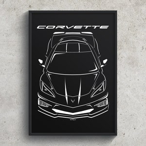 Chevrolet Corvette C8 Poster New Corvette Print Garage Decor Wall Art Gifts Car Guy Gift Gifts for Him Man Cave Decor Cars Art
