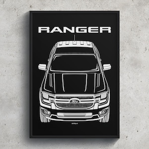 Ford Ranger 2023 2024 Poster Art Print Garage Wall Decor Car Gifts Wall Art Poster Car Enthusiasts Gift