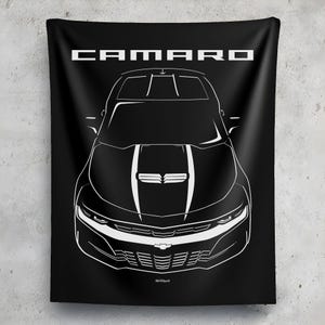 Chevrolet Camaro SS 2019 2021 Wall Tapestry New Camaro Gift Garage Decor Man Cave Wall Art Garage Tapestries Gifts for Car Lovers