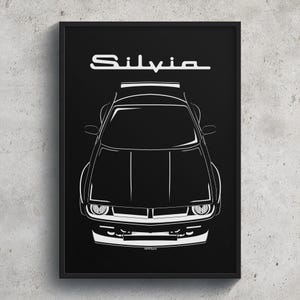 Nissan Silvia S14 Body Kit Poster JDM Print Man Cave Decor Garage Wall Art Car Minimal Emblem Outline Silhouette Cars Poster