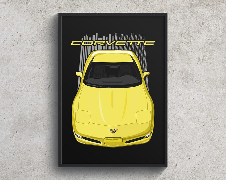 Garage decor Corvette C5 Wall Art Gifts for him Chevrolet Corvette C5 Poster Yellow