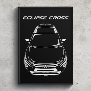 Mitsubishi Eclipse Cross 2018 2021 Poster JDM Druck Mann Höhle Dekor Garage Wand Kunst Auto Minimal Emblem Umriss Silhouette Autos Poster