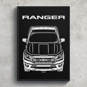 Ford Ranger 2019 2022 Poster Art Print Garage Wall Decor Car Gifts Wall Art Poster Car Enthusiasts Gift