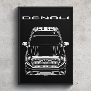 GMC Sierra Denali 2022 2024 Poster Art Print Garage Wall Decor Car Gifts Wall Art Poster Car Enthusiasts Gift