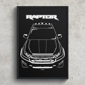 Ford Ranger Raptor 2019 2020 Poster Ranger Raptor Wall Art Gift Garage Decor Car Guy Gift Gifts for Him Man Cave Decor Cars Art