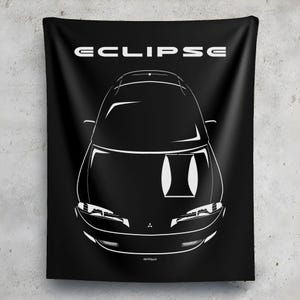 Mitsubishi Eclipse 2nd gen 1995 1999 Tapisserie Wandkunst JDM Decor Garage Wandbehang Auto Geschenke Autos Kunst