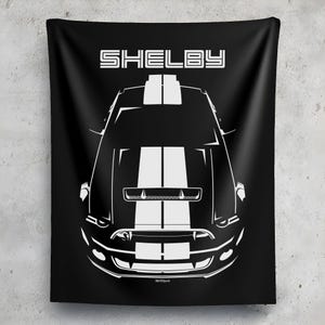 Ford Mustang Shelby GT500 S197 2013 2014 White Wall Tapestry Garage Decor Man Cave Wall Art Garage Tapestries Gifts for Car Lovers