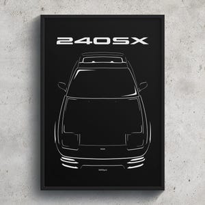 Nissan 240SX SE S13 1989 1994 Poster JDM Print Man Cave Decor Garage Wall Art Car Minimal Emblem Outline Silhouette Cars Poster