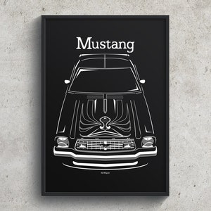 Póster Ford Mustang King Cobra 1978 Mustang de los años 70 Arte de pared Regalos Impresión Decoración Auto Regalo para chico Regalos para él Decoración de cueva de hombre Arte de autos
