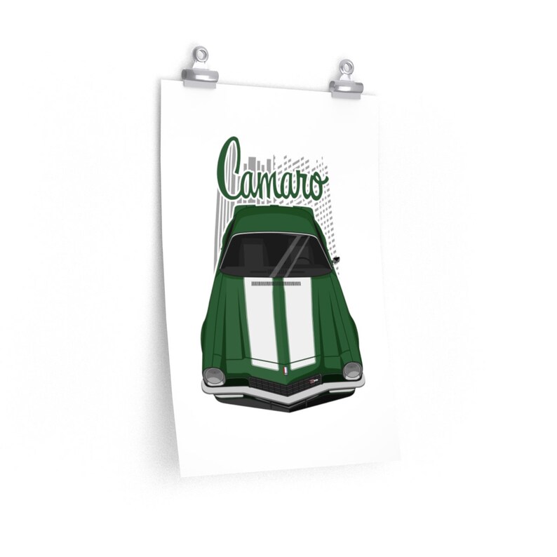 Man cave decor Camaro 1970s Camaro wall art Chevrolet Camaro 2nd gen 1970 Poster Dark Green