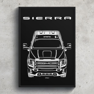 GMC Sierra HD 2020 2023 Poster Art Print Garage Wall Decor Car Gifts Wall Art Poster Car Enthusiasts Gift