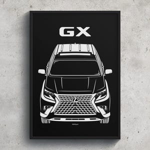 Lexus GX 2020 2023 Poster JDM Print Man Cave Decor Garage Wall Art Car Minimal Emblem Outline Silhouette Cars Poster