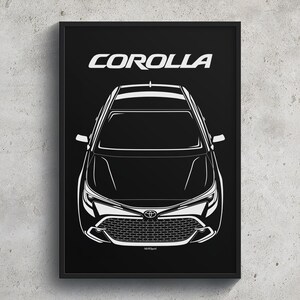 BMW Corolla 2023 2024 Poster JDM Druck Mann Höhle Dekor Garage Wand Kunst Auto Minimal Emblem Outline Silhouette Autos Poster