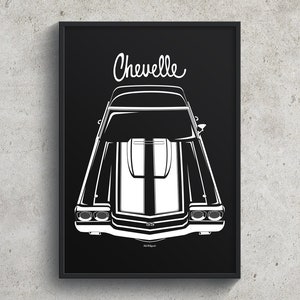 Chevrolet Chevelle SS 1970 White Stripes Poster Print Wall Art Gifts Car Guy Gift Gifts for Him Man Cave Decor Cars Art