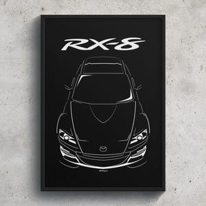 Mazda RX 8 SE3P Poster JDM Print Man Cave Decor Garage Wall Art Car Minimal Emblem Outline Silhouette Cars Poster