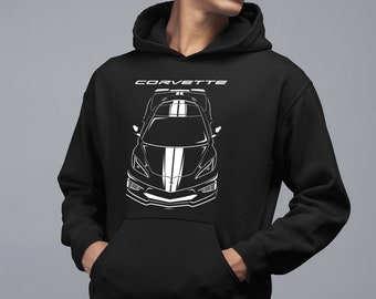 Chevrolet Corvette C8 - White Stripes Multi-color Hoodie - Z51 Hooded Sweatshirt - Car Hoodies - Gifts for Car Enthusiasts - Cars Gift