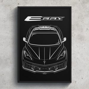 Chevrolet Corvette C8 E Ray 2024 Poster Stampa artistica Decorazione da parete per garage Regali per auto Poster da parete Regalo per appassionati di auto