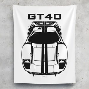 フォード GT40 ブラック ストライプ ウォール タペストリー フォード レーシング ウォール アート 男の隠れ家 ウォール アート ガレージ タペストリー 車好きへのギフト