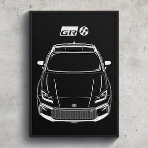 Toyota GR86 2022 2024 Poster JDM Print Man Cave Decor Garage Wall Art Car Minimal Emblem Outline Silhouette Cars Poster