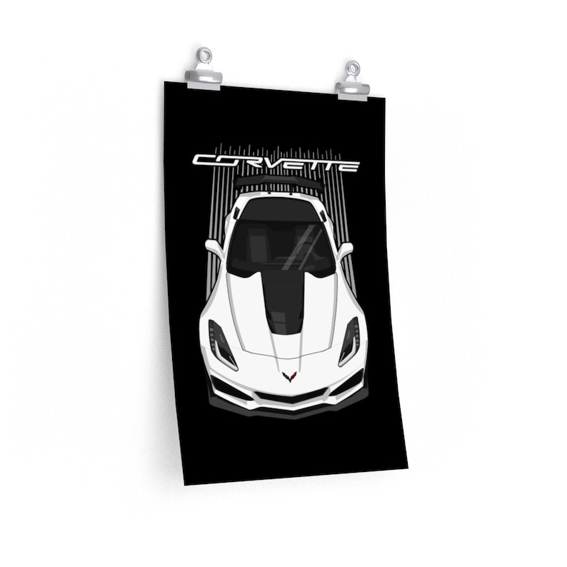 Corvette Gifts Chevrolet Corvette C7 ZR1 Poster White Corvette Poster Car Print Cars Wall Decor