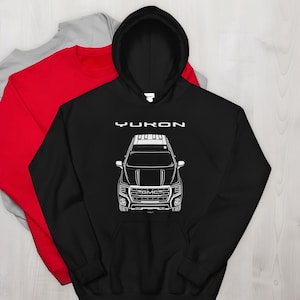 GMC Yukon AT4 2021 2023 Hoodie Car Guy Gift Minimal Emblem Outline Silhouette Long Sleeve Hooded Sweatshirt