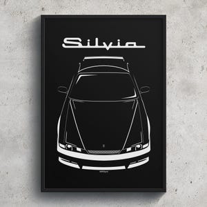 Nissan Silvia S14 1994 1998 Poster JDM Print Man Cave Decor Garage Wall Art Car Minimal Emblem Outline Silhouette Cars Poster