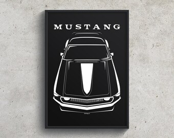 Ford Mustang Boss 1969 Poster, Mustang Wall Art Gifts, Classic Mustang Print Man Cave Decor Gift For Him Automotive Print Posters Arts