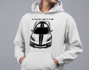 Chevrolet Corvette C8 - Black Stripes Multi-color Hoodie - C8 Hooded Sweatshirt - Car Hoodies - Gifts for Car Enthusiasts - Cars Gift