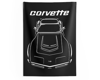 Chevrolet Corvette C3 - Wall Tapestry - Corvette Garage Wall Decor - Man Cave Wall Art Garage Tapestries Gifts for Car Lovers
