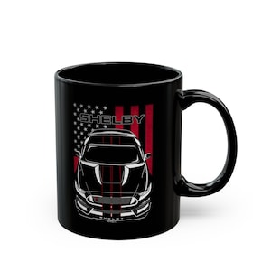 Ford Mustang Shelby GT350R 2015-2020 Black Stripes Mug - US Flag Coffee Mug