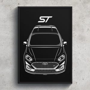 Ford Fiesta ST 2020 2023 Poster Art Print Garage Wall Decor Car Gifts Wall Art Poster Car Enthusiasts Gift