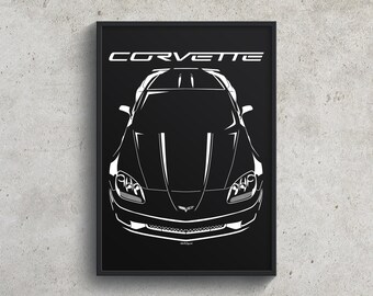 Chevrolet Corvette C6 Poster LS2 LS3 Corvette Print Garage Decor Wall Art Gift Car Guy Gift Gifts for Him Man Cave Decor Cars Art