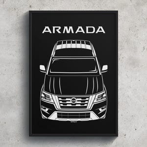 Nissan Armada 2021 2023 Poster JDM Print Man Cave Decor Garage Wall Art Car Minimal Emblem Outline Silhouette Cars Poster