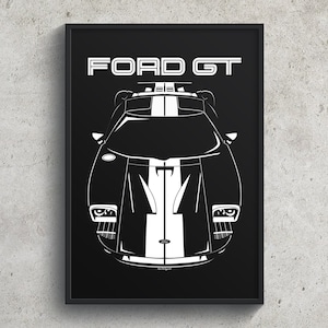 Ford GT 2005 2006 White Stripes Poster Ford GT Garage Decor Wall Art Gifts Car Guy Gift Gifts for Him Man Cave Decor Cars Art